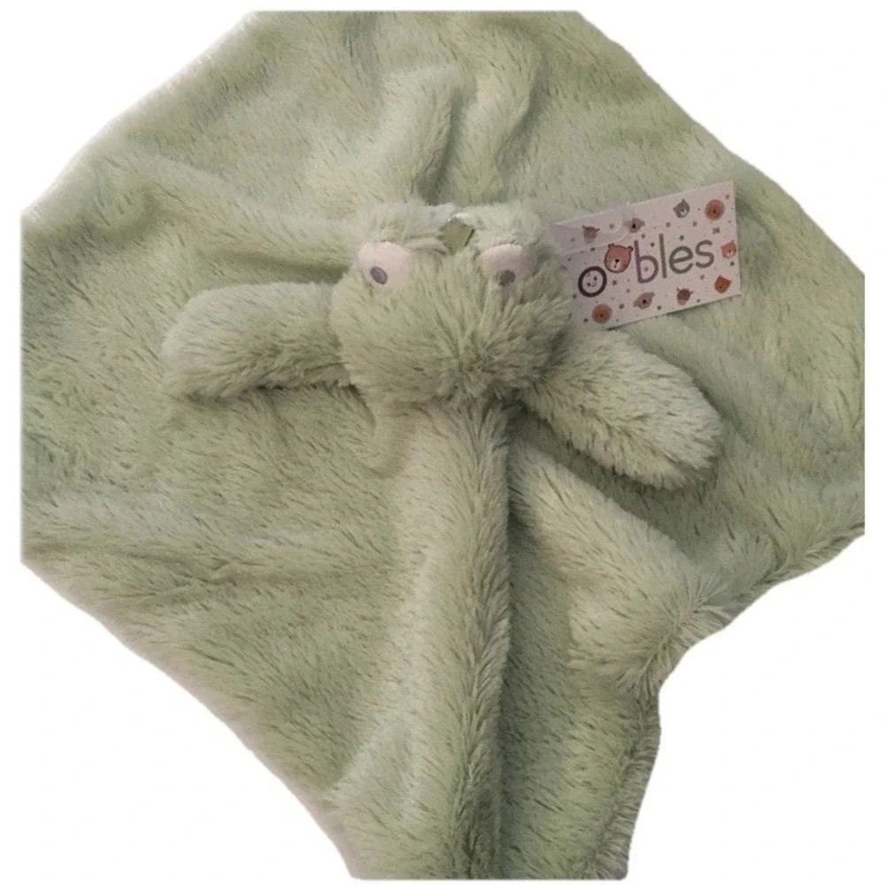 NWT Oobles Baby Green Frog Lovey Rattle Plush Infant Security Blanket Toy Danbar